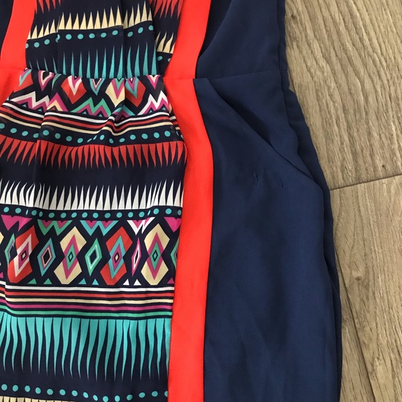 Anthropologie Greylin Navy/Red Print Sleeveless Pleated Wrap Dress w Pockets! XS - Picture 4 of 9